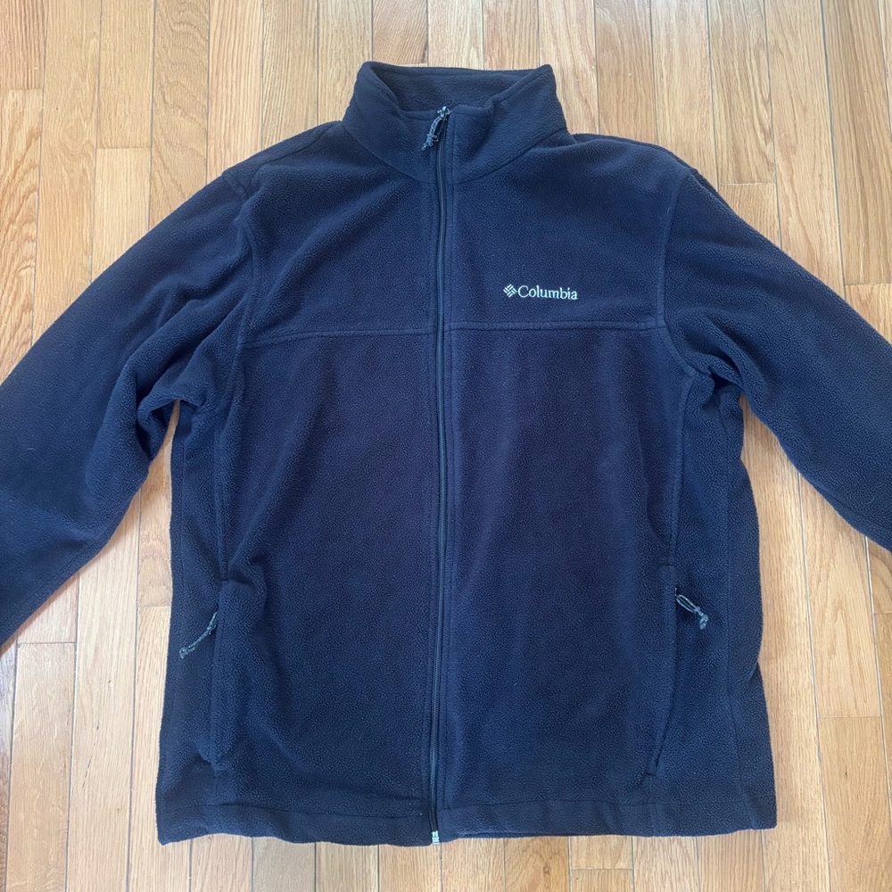 Columbia Sportswear Fleece Long Sleeve Full Zipper Jacket Slate Black Mens Large